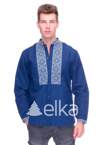 Синяя мужская вышиванка