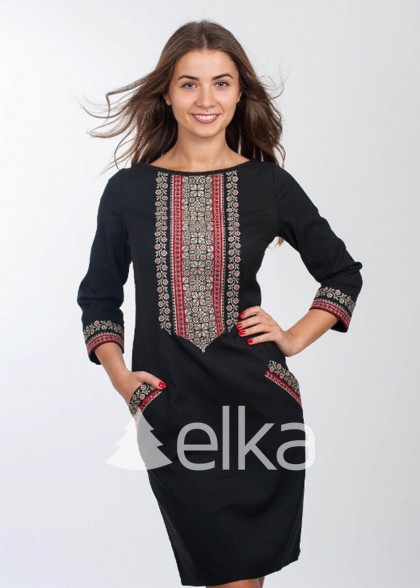 Women black vyshyvanka dress