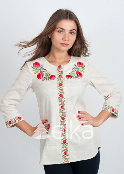 Embroidered shirt with painting