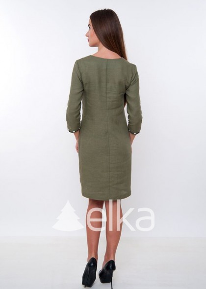 Embroidery olive dress 