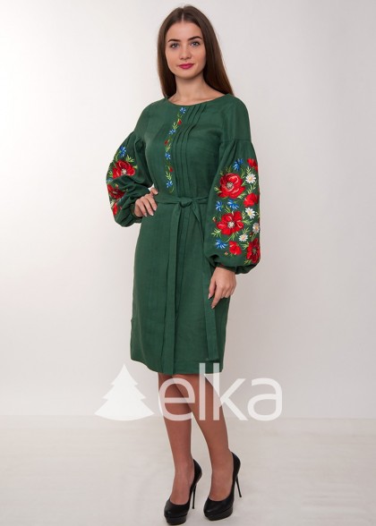 Платье вышиванка маки