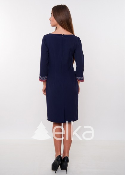 Платье вышиванка синее