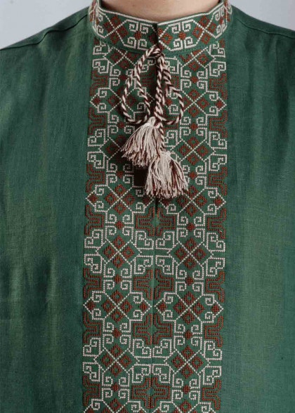 Мужская вышиванка льняная Бурштин