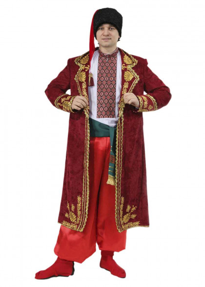 Чоловічий костюм з бордовою свитою