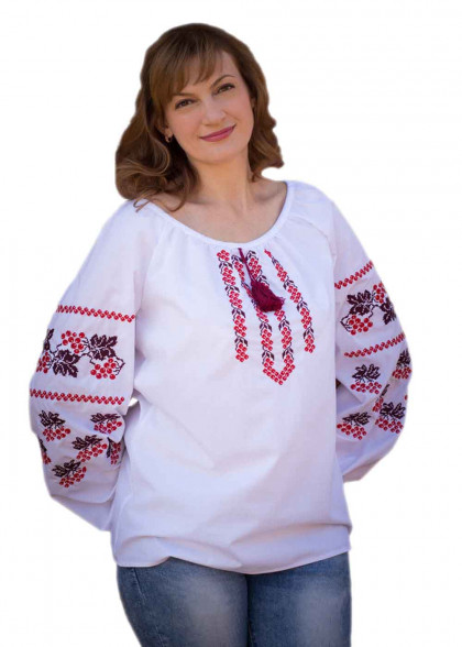 Вышиванка женская красная калина