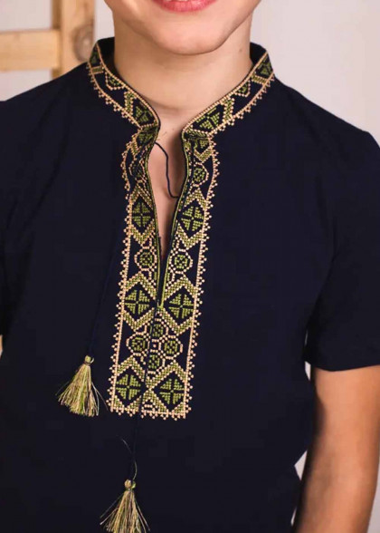 Вишита футболка дитяча темно-синя