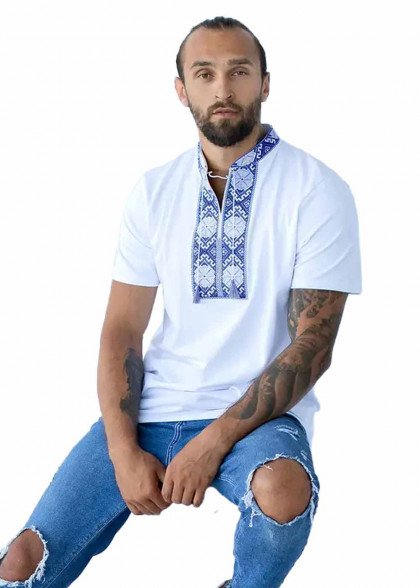 Футболка вышиванка Гуцульская голубая