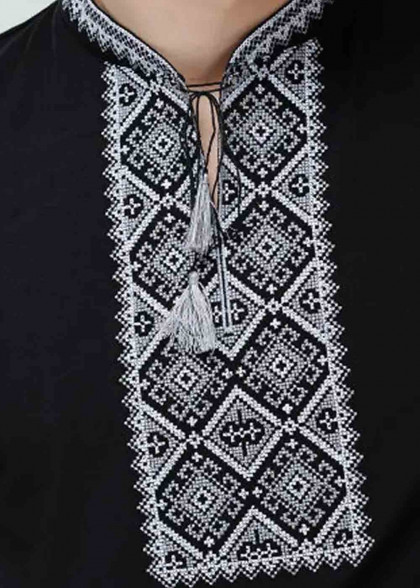 Вышитая футболка Атаманская серая