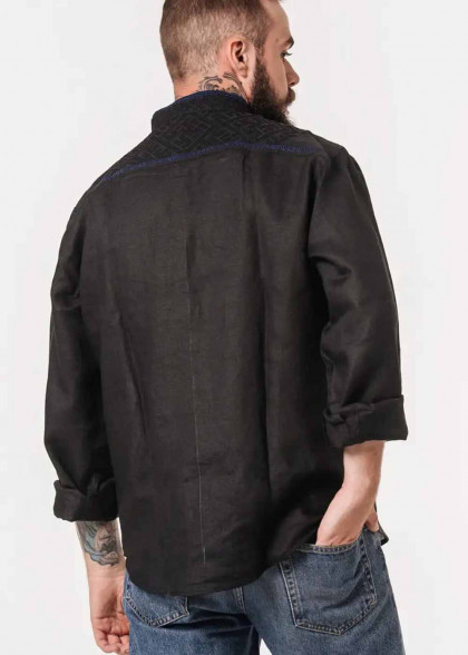 Black embroidered shirt for men Synevyr