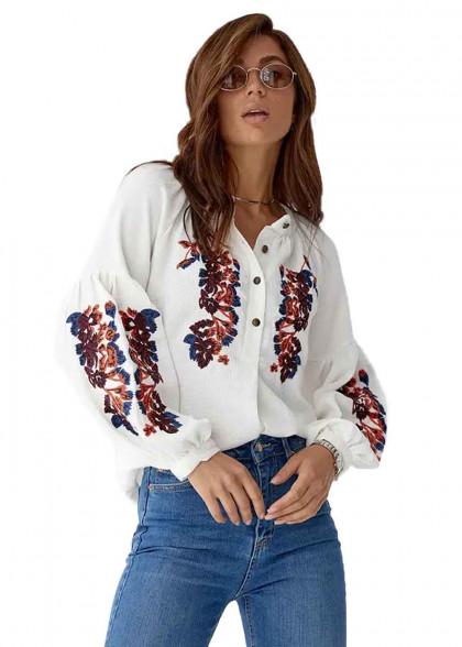 Embroidered shirt white Floral