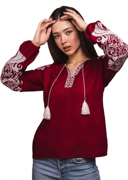 Вышиванка Дерево Жизни бордо