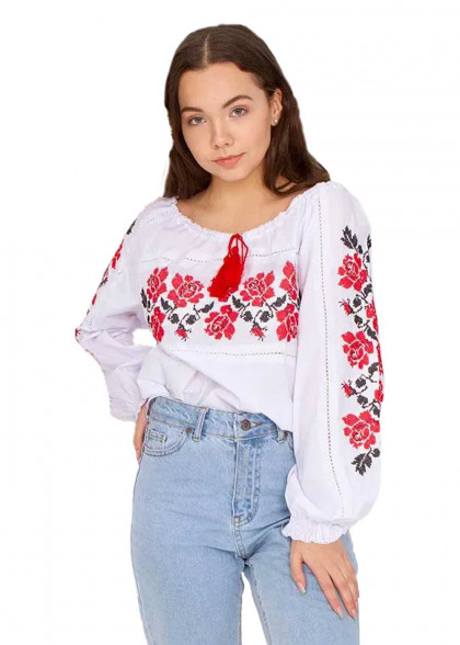 Embroidery Rose valley red