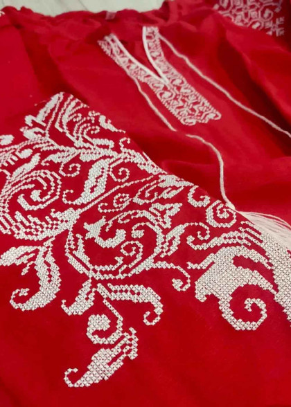 Embroidered dress Tree of life red