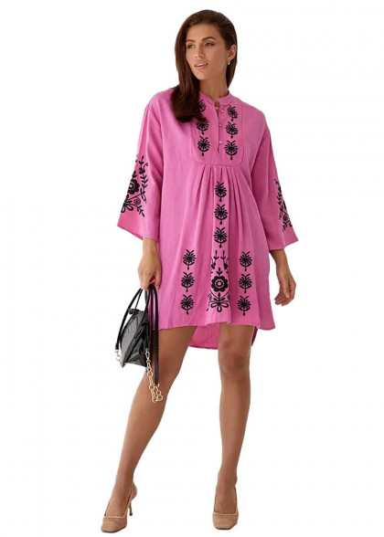 Вышитое платье Ксения розовое