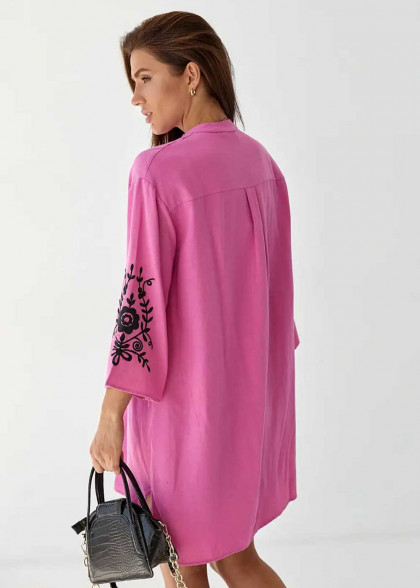 Вышитое платье Ксения розовое