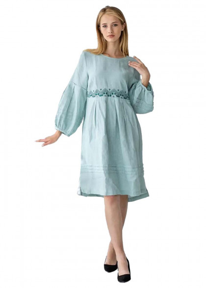 Вышитое платье Майра бирюза