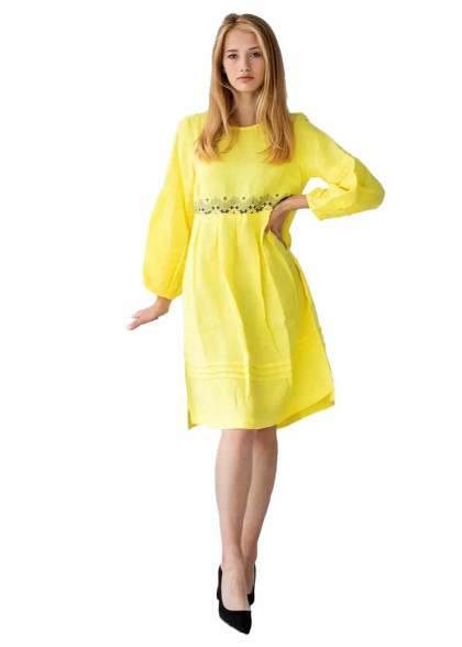 Вышитое платье Майра желтое