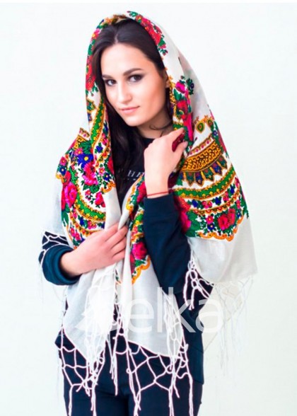 Хустка українська білий люрекс