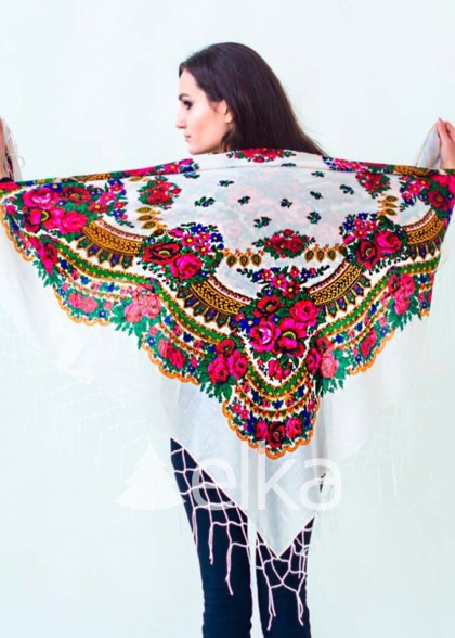 Хустка українська білий люрекс