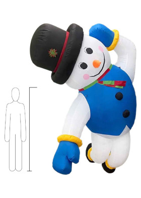 Синий надувной снеговик