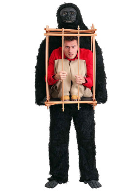 Горилла костюм человек в клетке