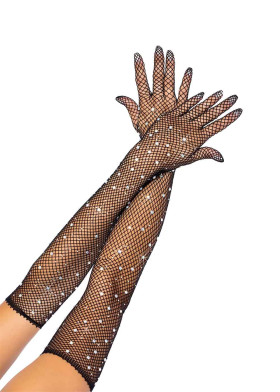 Перчатки со стразами сеточка