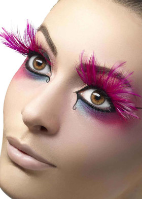 Ресницы розовые с перьями