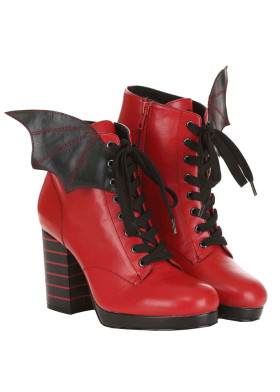 Сапоги красные на каблуке