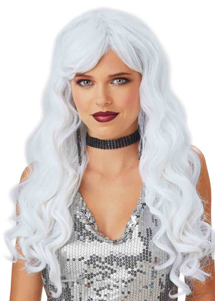 Біла хвиляста перука