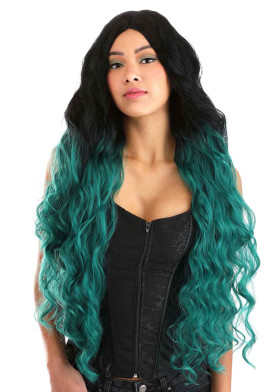 Черно-зеленый парик