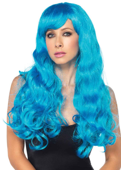 Неонова синя перука 