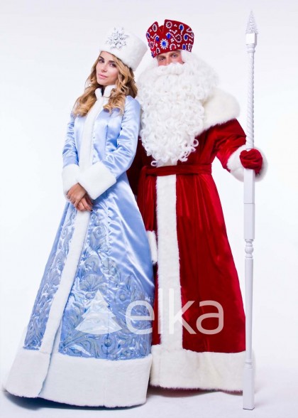 Костюм Деда Мороза и Снегурочки Люкс